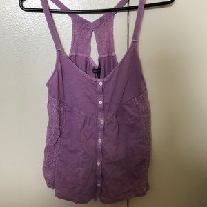 Purple button down tank top